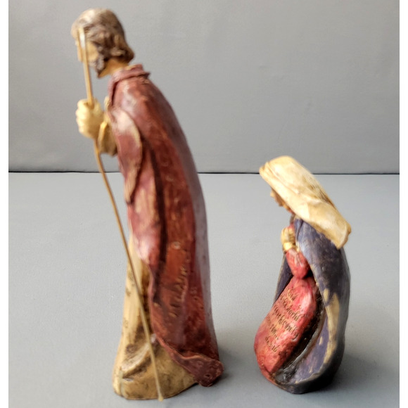 Jospeh and Mary Figurines 2 Piece Scripture Nativity Religious 6" Resign - Picture 7 of 13